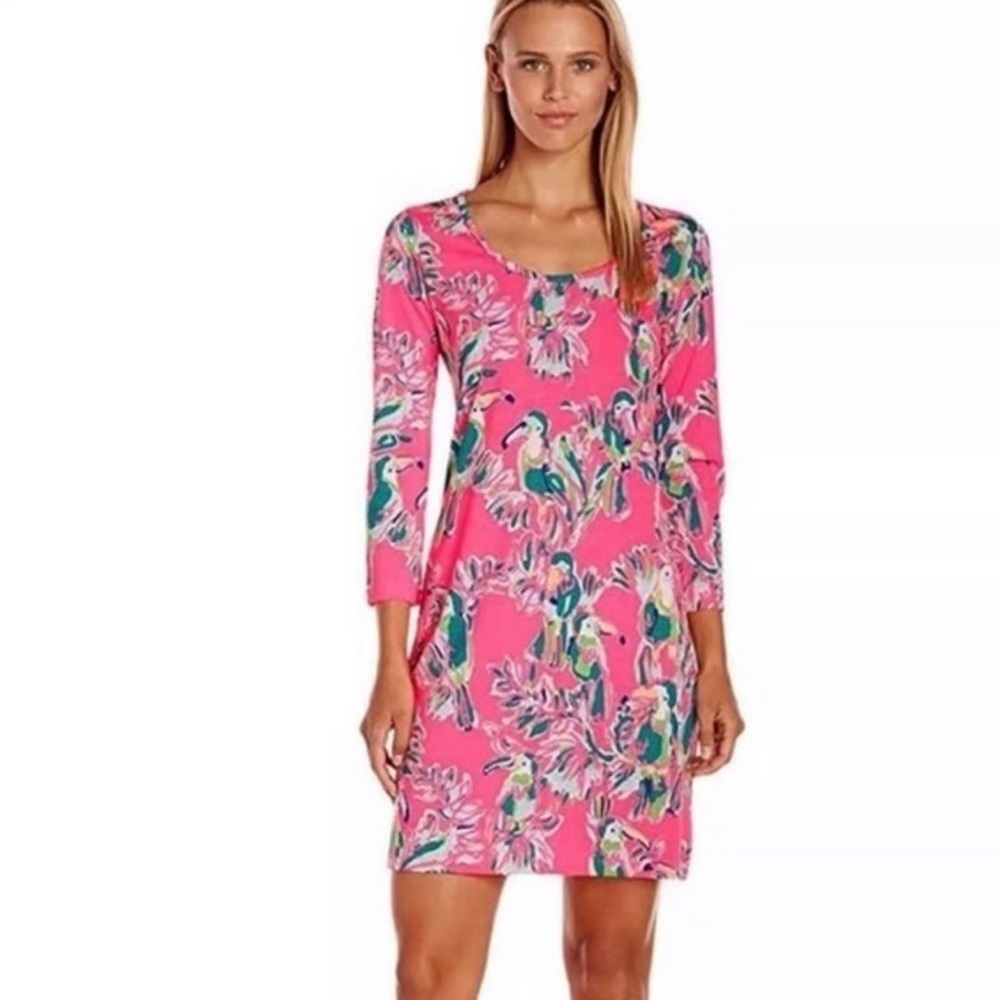 Lilly Pulitzer Pima Cotton Beacon Toucan Can Tropical T-shirt Dress Size XS